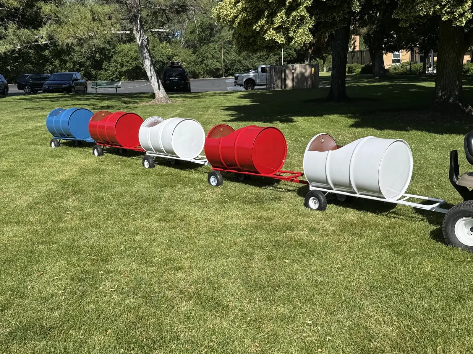 The Backyard Barrel Express lined up on the grass
