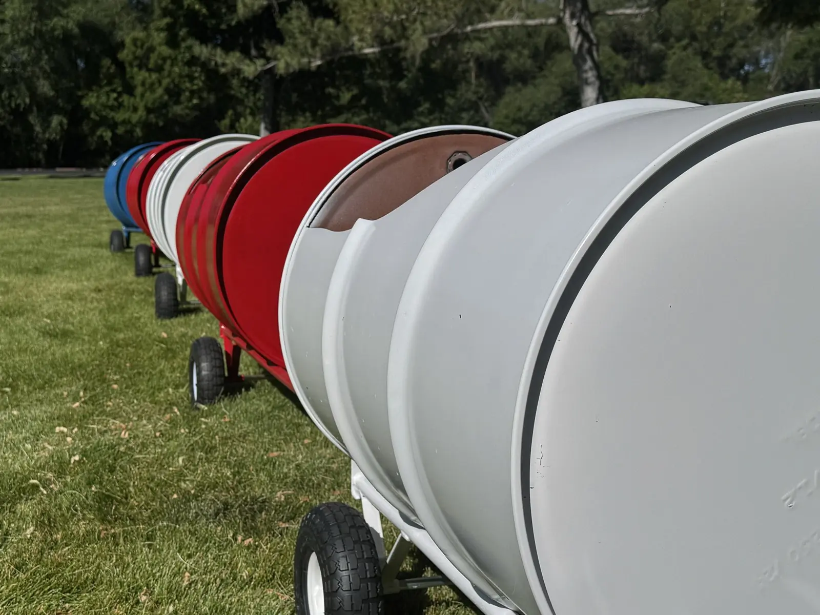The barrel train from the side