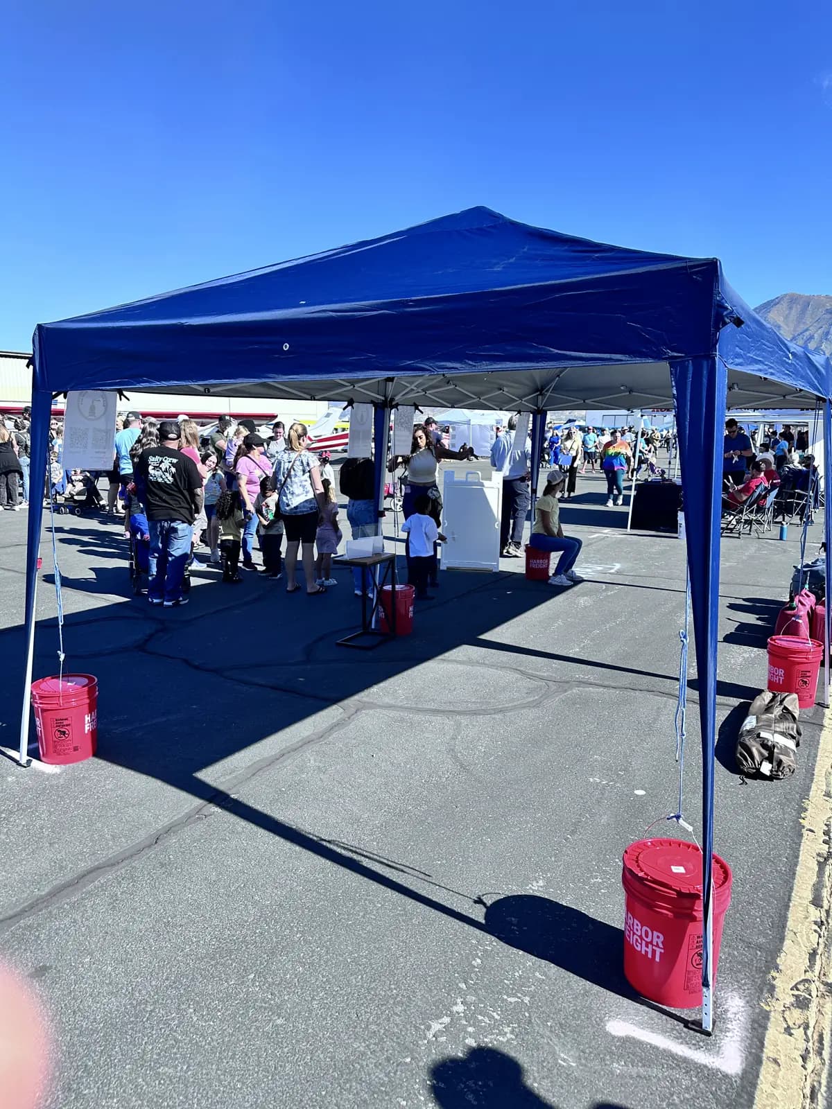 The barrel train's tent set up at the airshow